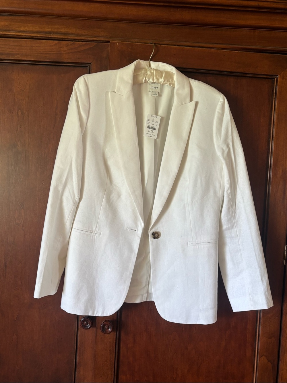 J. Crew White Single-Button Linen Blend Blazer